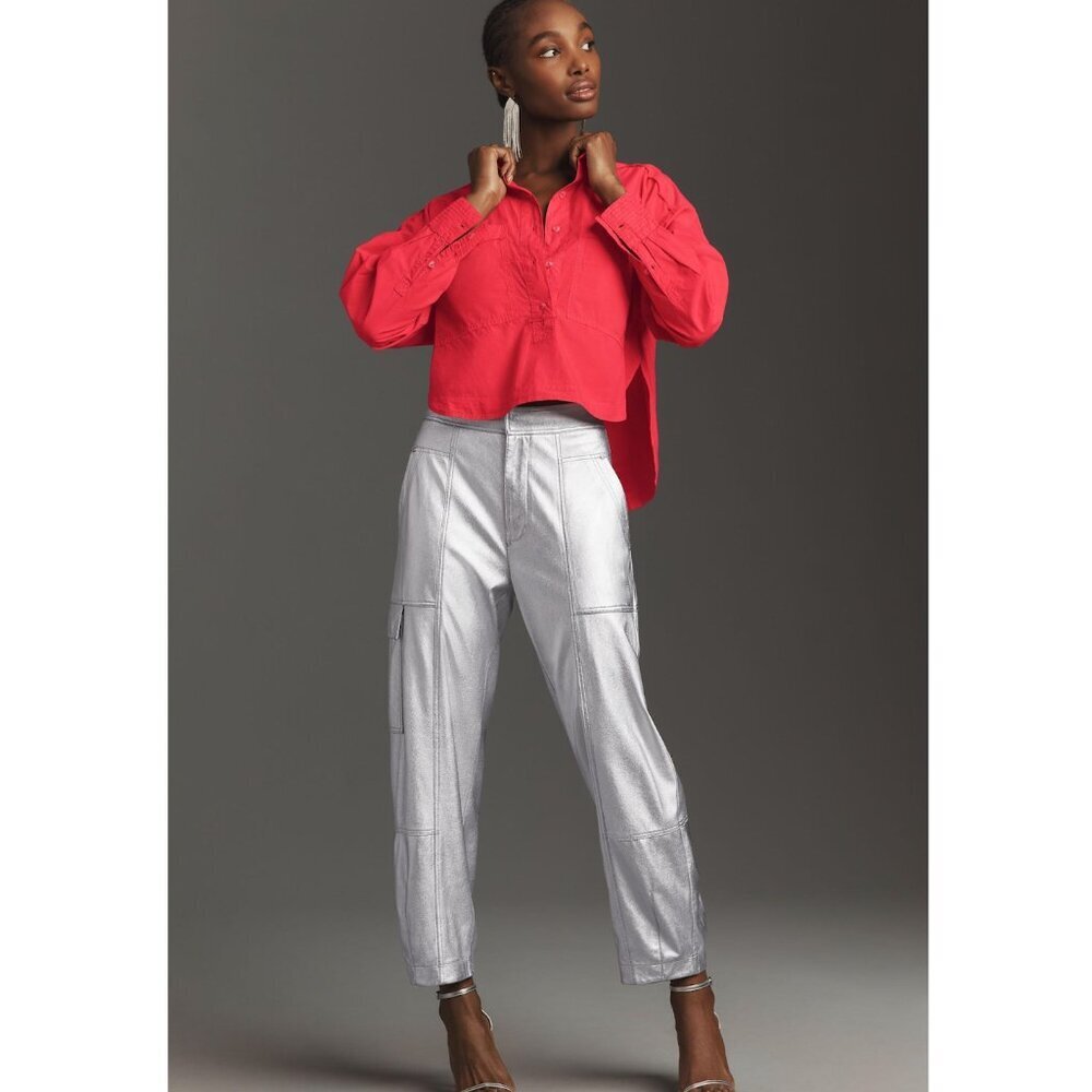 Pilcro (Anthropologie) - Placket Back Slit Shirt in Dark Pink, size Medium - Picture 12 of 12